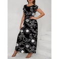 thumbnail image 2 of AURA Women Plus Size Elegant Floral A Line Dress 3/4 Sleeve Casual Long Dress, 2 of 6