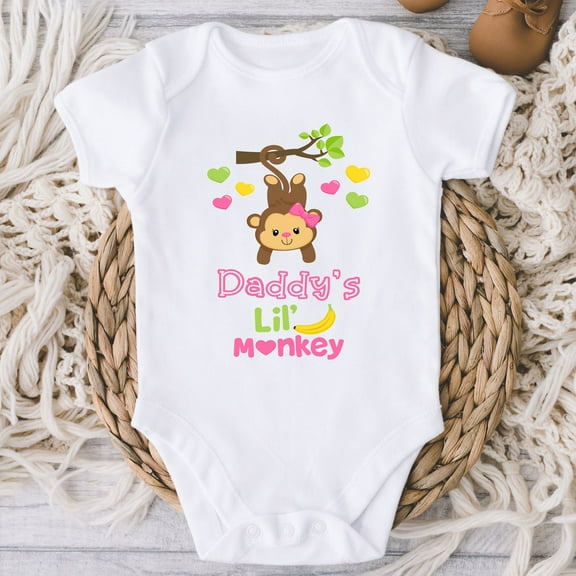 Daddy'S Little Monkey Baby Bodysuit, Baby Monkey Bodysuit, 1St Fathers Day, New Dad Gift, Daddy'S Girl, Baby Shower Gift Cute Baby Onesie, BABY BODYSUIT LAT 4424