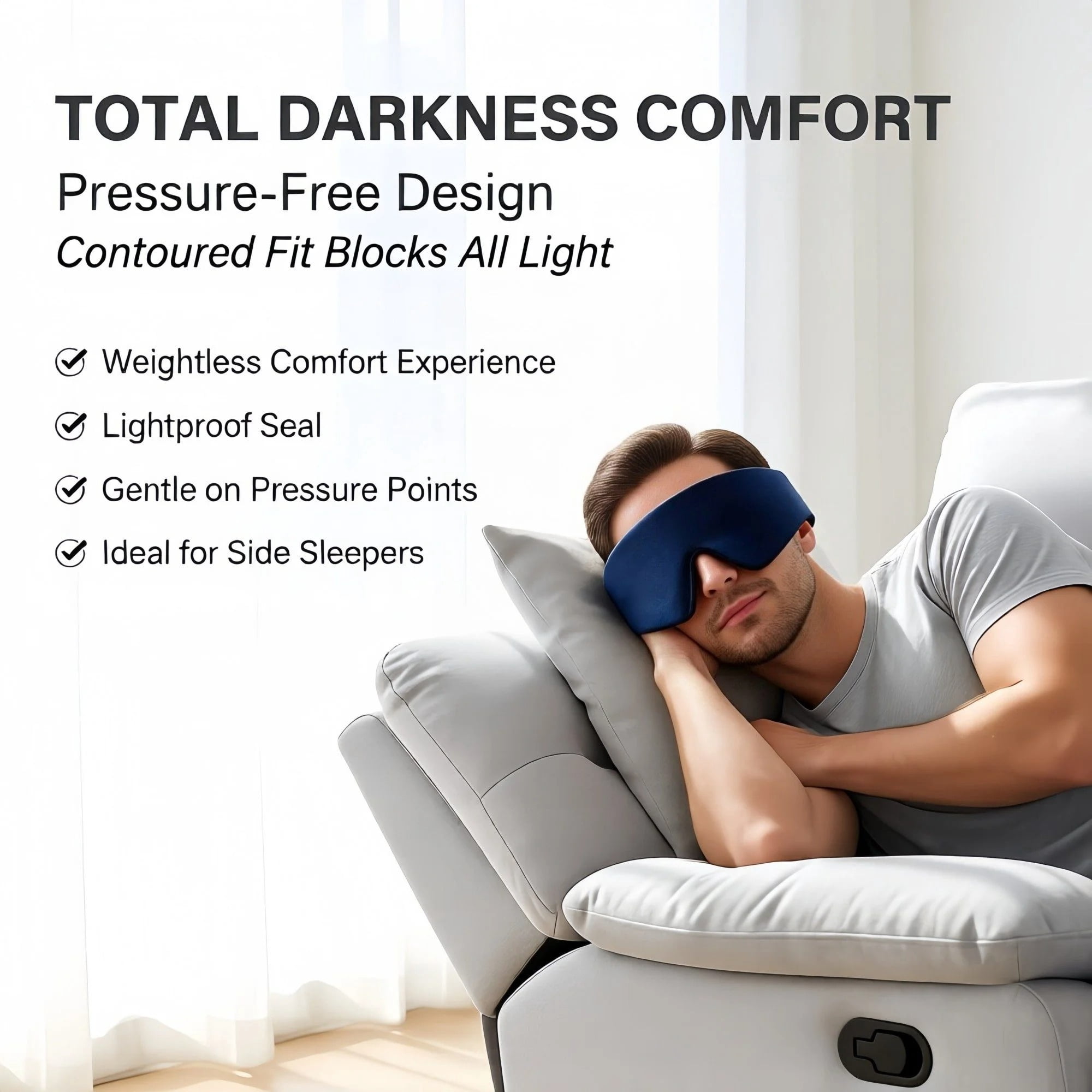 FACEMOON Organic Bamboo Cotton Bluetooth Sleep Mask 100% Blackout 3D Design Zero Eye Pressure 13H Playtime