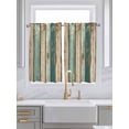 thumbnail image 2 of Tier Curtains 45 Inches Long, Farmhouse Teal Brown Window Treatment Curtain Drapes, Vintage Retro Ombre Wooden Small Curtain Drapes for Bathroom Laundry Room, 27.5"x45", 2 Panels, 2 of 7