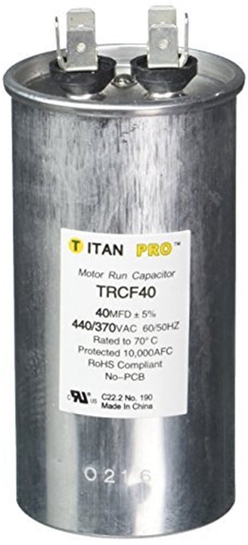 Dual Rated Motor Run Capacitor Round 40Mfd 440/370 Volts TRCF40   Soybean Oil 