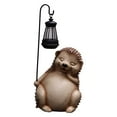 thumbnail image 4 of Estatua de jardín con luz solar, decoración artística, regalo, figura de erizo con linterna Marrón, 4 of 8