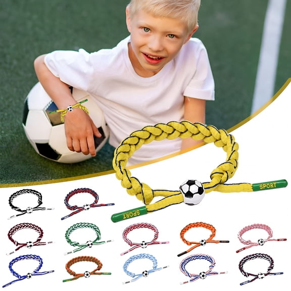 DESIGNICE Soccer Bracelets Adjustable Charm Wristband Team Players Friendship Cord Bracelets Soccer Fan Bracelet for Girls Boys Sports Party Favors Green