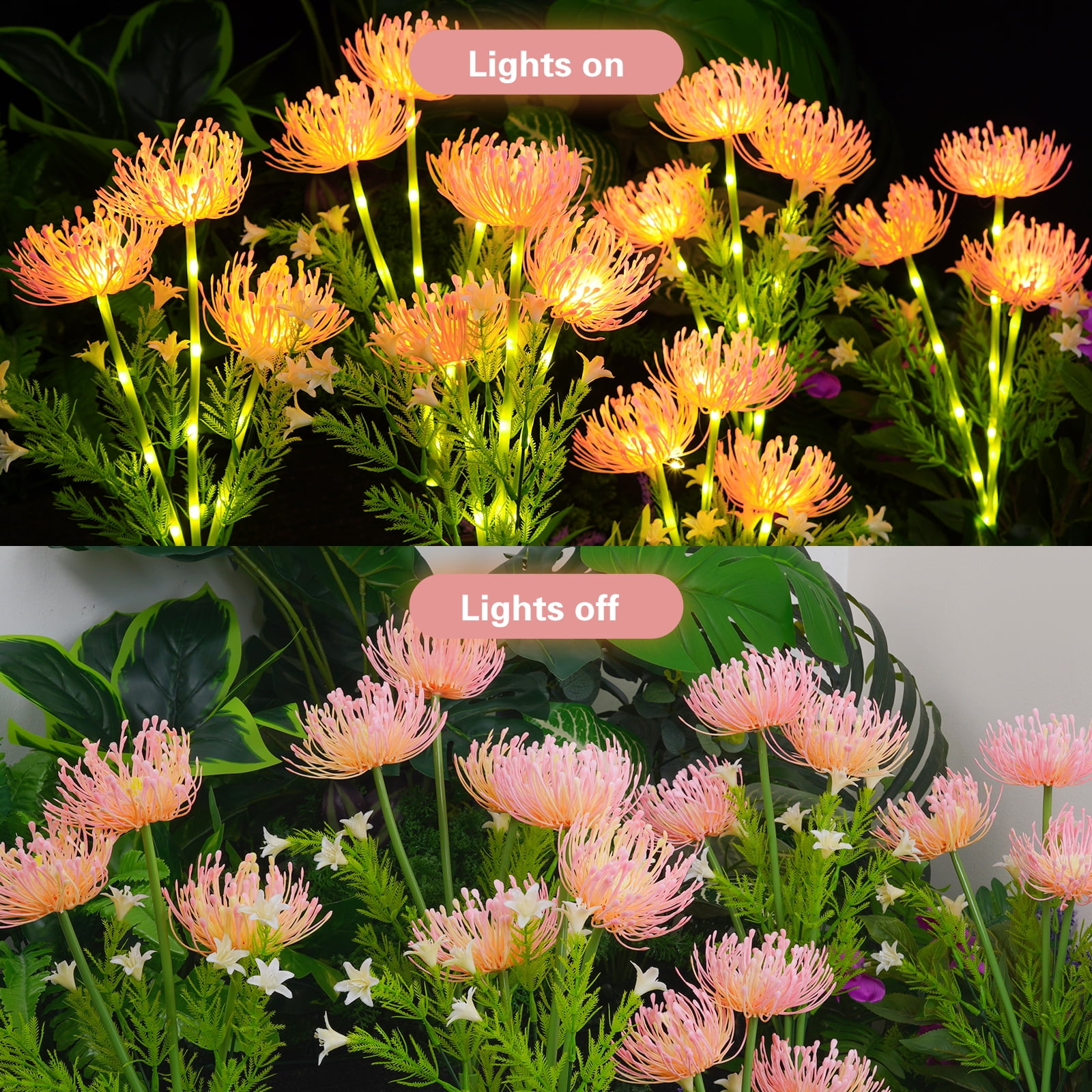 Lyacmy 4 Pack Pink Flower Solar Garden Lights Outdoor, Waterproof Solar Lights for Yard Pathway Patio Outdoor Decor