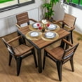 thumbnail image 4 of Inval Madeira 4-Seat Patio Dining Table and Armchair Set in Black/Teak Brown, 4 of 7