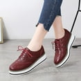 thumbnail image 5 of Lovskoo 2024 Women's Platform Leather Shoes Wingtips Square Toe Lace Up Thick Sole British Style Hollowed Out Shoes Burgundy, 5 of 6