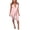 Pink, variant on Plus Size V Neck Jumpsuit with Waist Tie - Polyester Fabric, Flattering Fit, Spring/Summer, Hand Wash, Casual to Semi-Formal Occasions