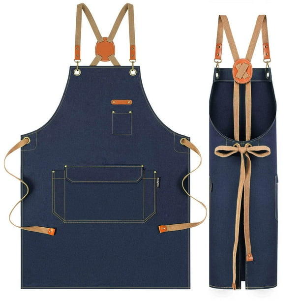 Delantal Impermeable PVC Paquete De 2 Delantales De Lino Japonés Con Espalda Cruzada | Meses Sin Delantal Cocina Mujer