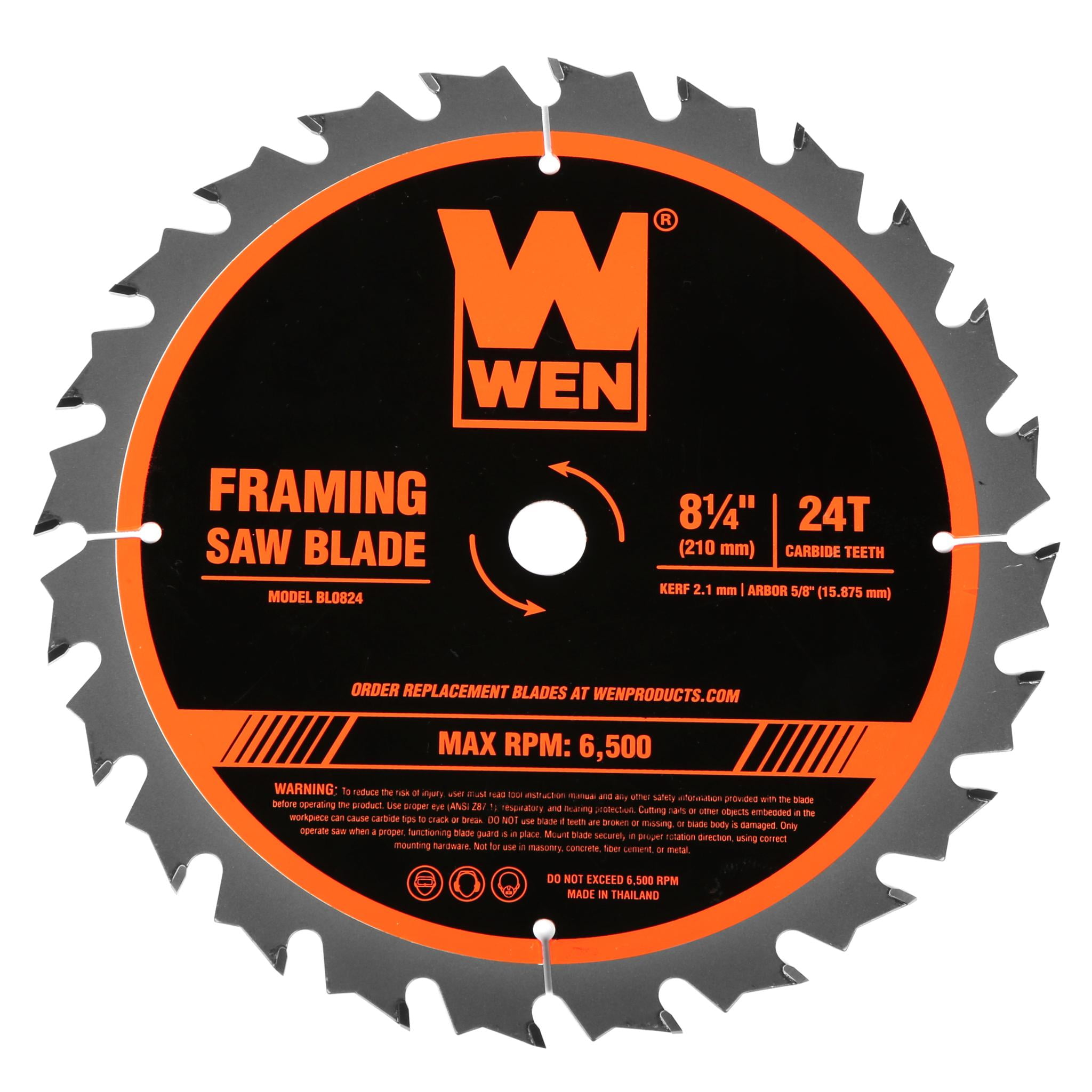 WEN 8.25Inch 24Tooth CarbideTipped Circular Saw Blade for Framing
