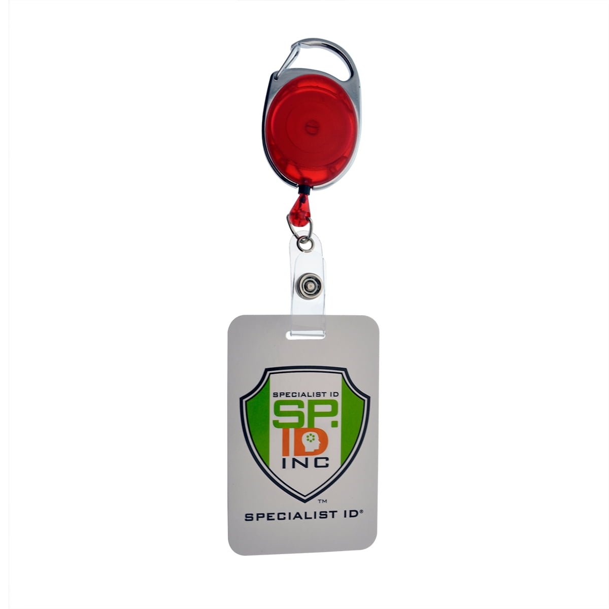 2 Pack - Specialist ID Premium Retractable Badge Reels with Carabiner Belt Loop Clip and ID Holder Strap - Cute Heavy Duty Oval Shaped Badge Holders with Smooth Cord Pull by Specialist ID (Red)
