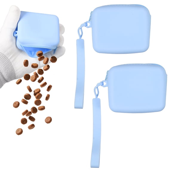 Uxcell Dog Treat Pouch for Training, Silicone Treat Pouches Portable Dog Bag with Zipper Pocket Size (Blue, 2 Pcs), Intended for Pet Training / Walking / Travel