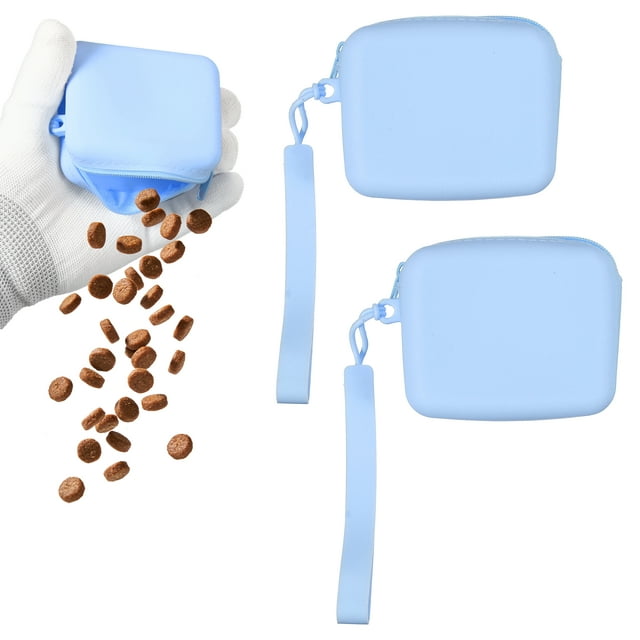 Uxcell Pouch para Golosinas de Perro, Silicona Portátil con Cierre (Azul, 2 Pcs), para Entrenamiento y Paseo