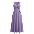 thumbnail image 4 of Kojanyu Women's Summer Sleeveless V-Neck Ruffled Long Dress with Belt 100% Cotton Casual Maxi Dress for Vacation Daily and Special Occasions, 4 of 8
