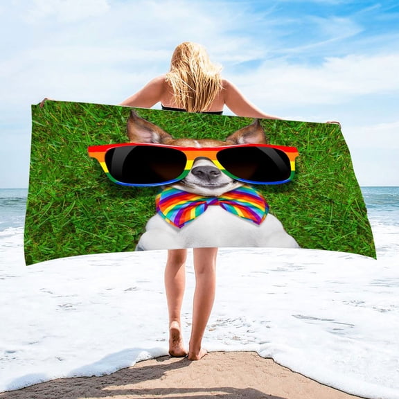 Fnochy Oversized Dog Design Beach Towels Quick-Dry Ultra Absorbent Lightweight for Travel Yoga Pool Summer Gifts