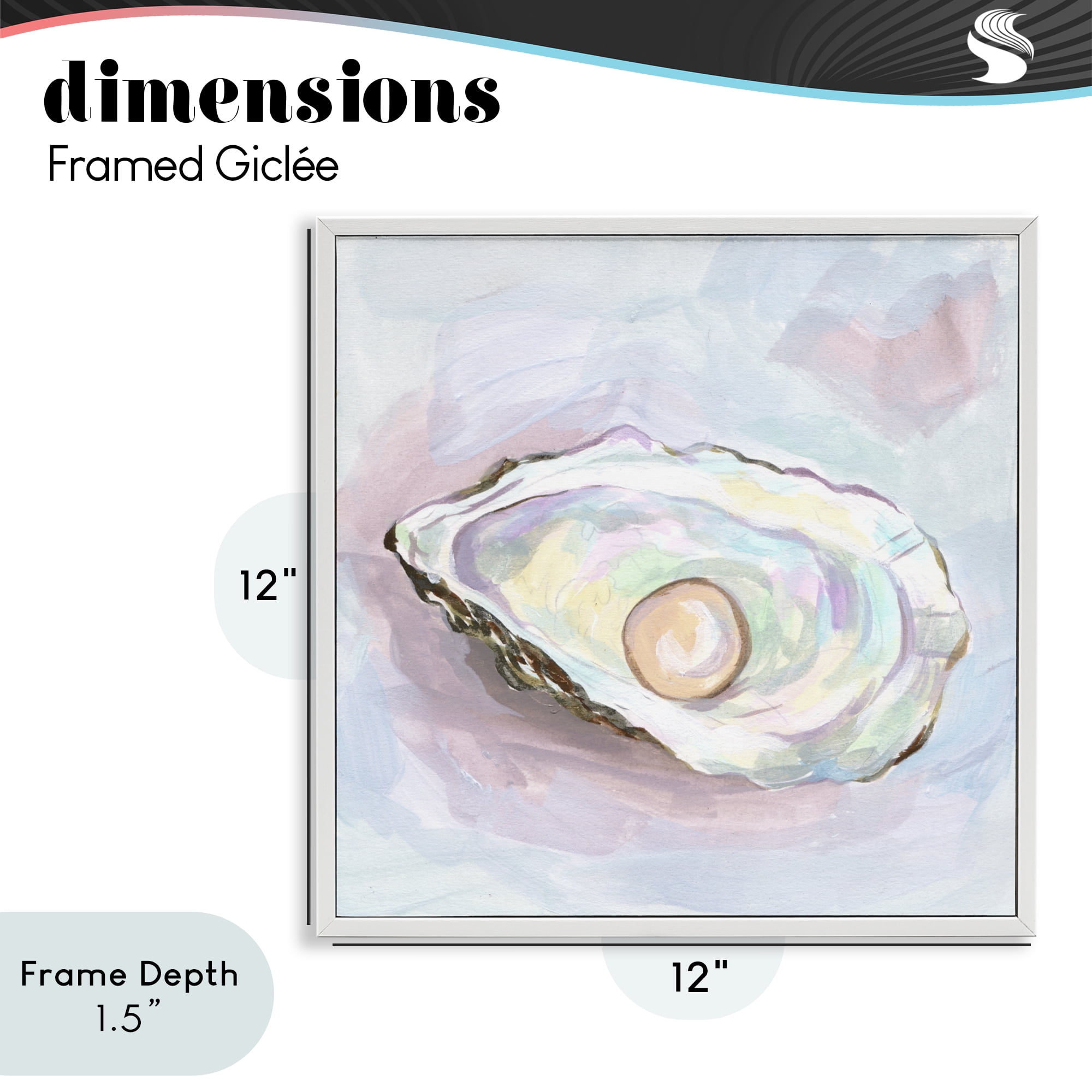 Stupell Industries Silent Opal Oyster White Framed Giclee Art, design by Melissa Wang