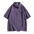 thumbnail image 3 of UVEASISHA Mens Tracksuit 2 Piece Set Half Zip Short Sleeve Shirt and Drawstring Short Pants Lounge Sets Oversized Casual Sweatsuits Outfits with Pockets Purple L, 3 of 10