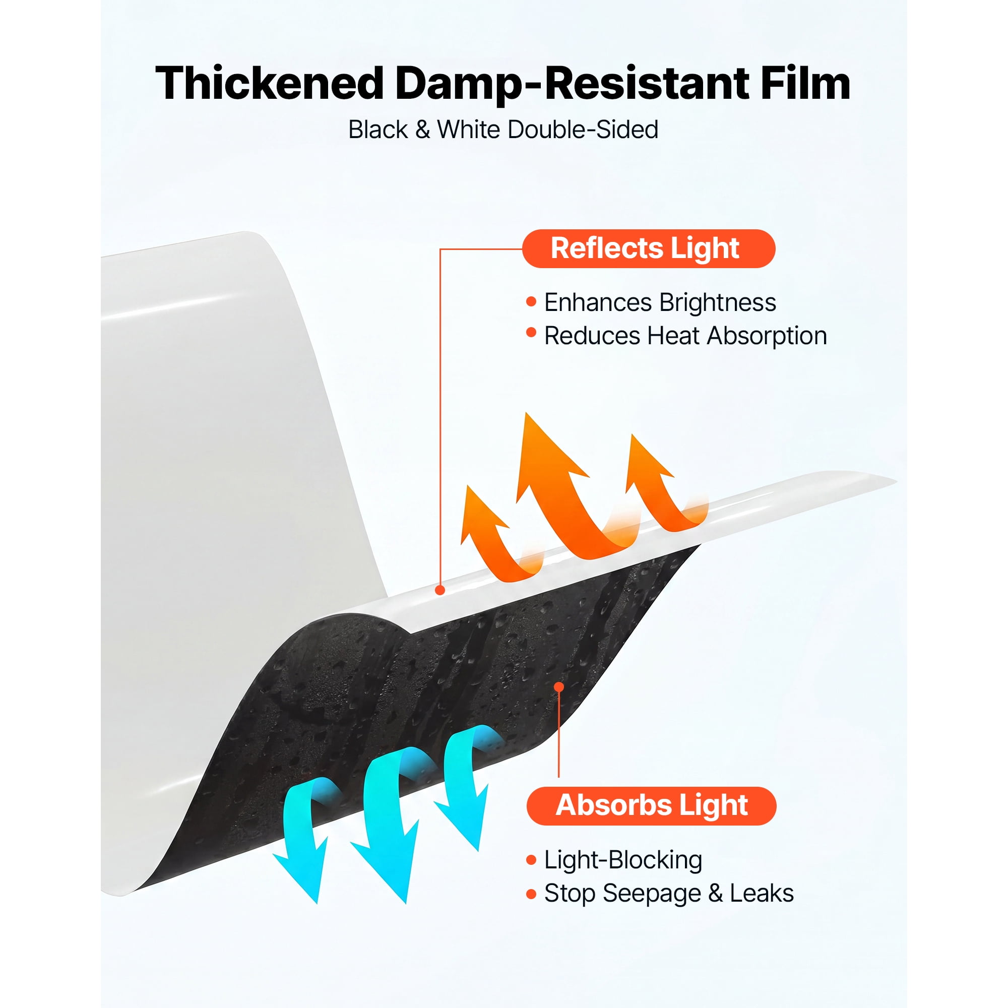 KFFKFF 10 Mil Plastic Sheeting 6' x 50' Durable Polyethylene Roll, Multi-Purpose Plastic Tarp for Crawl Space Barrier, Weed Prevention, Gardening, and Protective Cover, Black & White