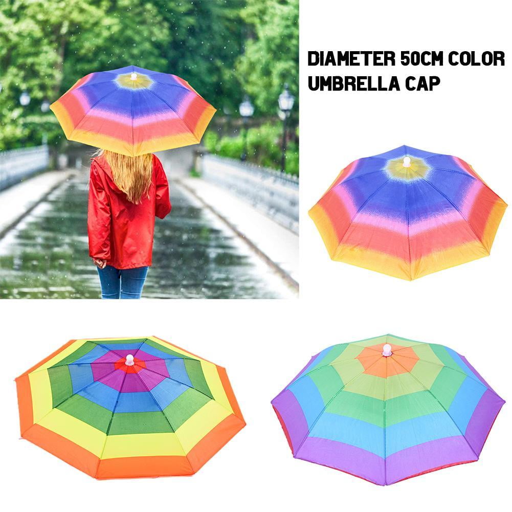 Diameter 50cm Color Lightweight Clear Umbrella Hat Umbrella Outdoor Elastic  Band Umbrella Cap R1M6