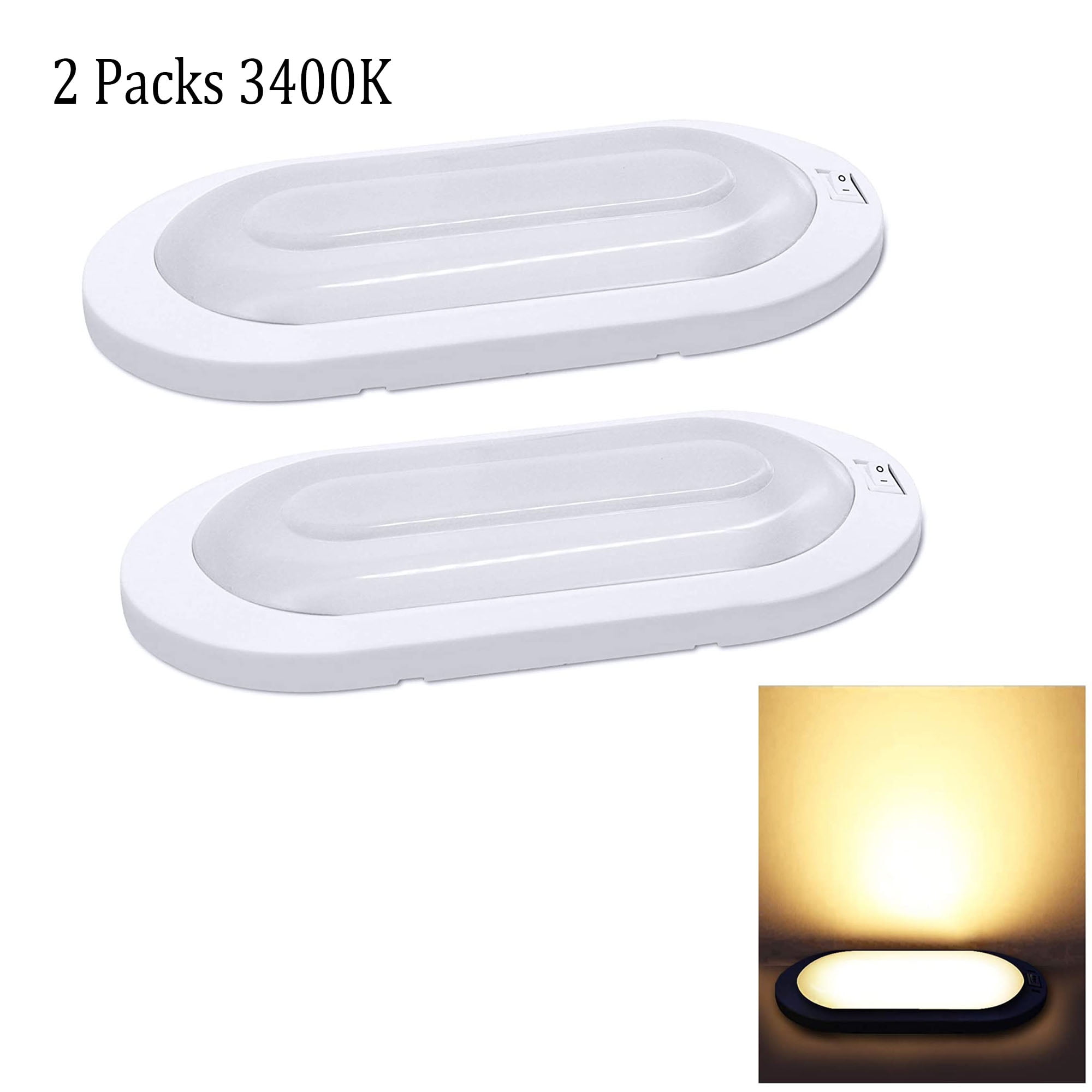 12V DC RV Interior Light for RV Motor-Homes Camper Caravan Trailer Boat Facon LED 12Volts RV Pancake Light Double Ceiling Dome Light Under Cabinet Light with Switch 