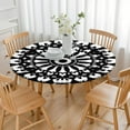 thumbnail image 3 of Black White Tie Dye Mandala Pattern Round Fitted Tablecloth with Elastic Edge,Dining Table Cover Waterproof,Outdoor Round Tablecloth for Camping,Dining,Indoor and Outdoor, 3 of 7