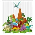 thumbnail image 3 of Ambesonne Dinosaur Shower Curtain, Funny Creatures Trees, 69"Wx75"L, Multicolor, 3 of 3