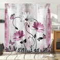 thumbnail image 4 of Farm turquoise daisies flowers and butterflies in rustic wooden shower curtain, turquoise blue fabric bathroom decor set with hooks 69x70, 4 of 8