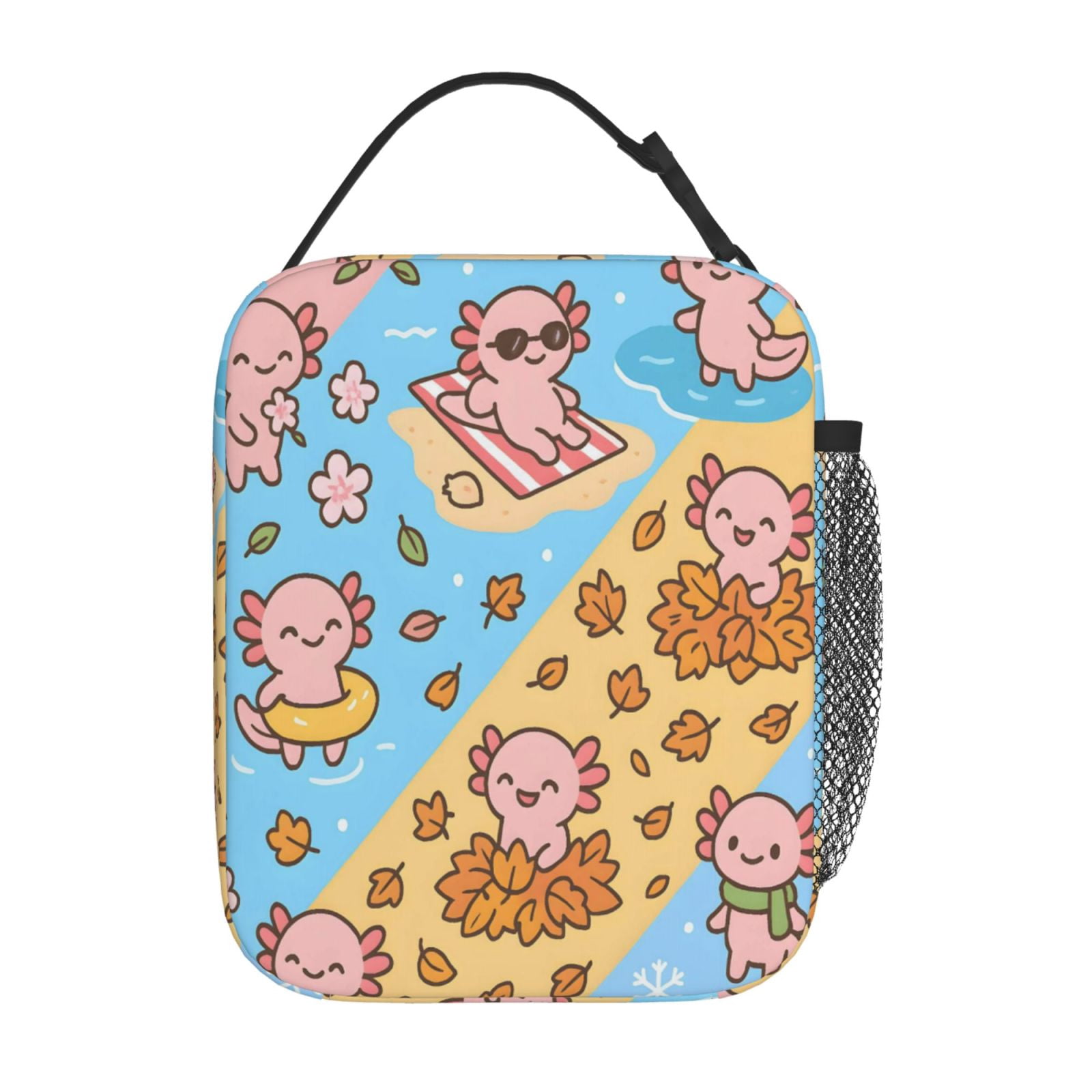 Lunch Bag For Women Men Insulated Portable Lunch Box Bento Box Office Picnic Travel Cooler Bag Seasonal Quartet Axolotls - Year-Round