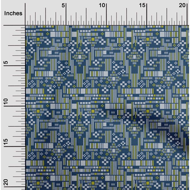 oneOone Cotton Flex Fabric Stripe & Square Geometric Print Fabric By Yard 40 Inch Wide