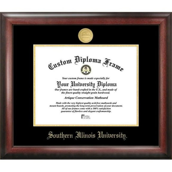 Campus Images IL972GED-1185 8.5 x 11 in. Southern Illinois University Gold Embossed Diploma Satin Mahogany Frame