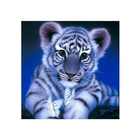 Tiger Cross Stitch Pattern - Rhinestone Embroidery Tiger Butterfly Handmade Diamond Painting 5D DIY Crystal Animal Cross Stitch Resin Picture Home Decoration