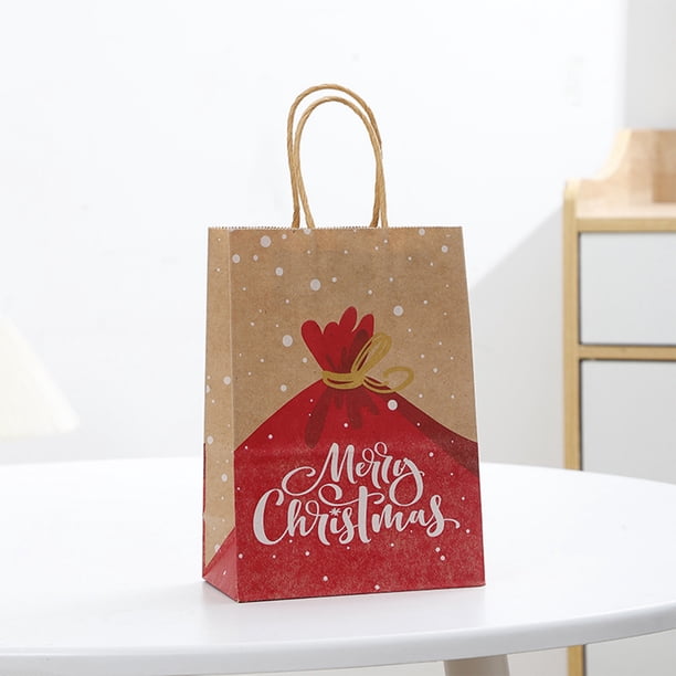 Decoración navideña, bolsas de papel kraft navideñas, bolsas de regalo con asas, bolsas para refrigerios navideños, bolsas de papel para fiestas, bolsas de regalo para fiestas, suministros para fiesta
