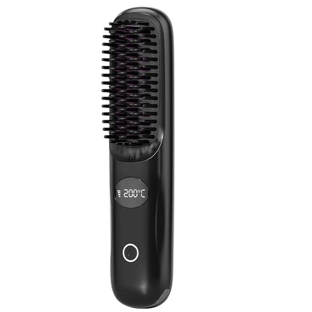 Cordless Heated Hair Brush with AntiScald Bristles, USB Rechargeable Hair Straightener for Travel