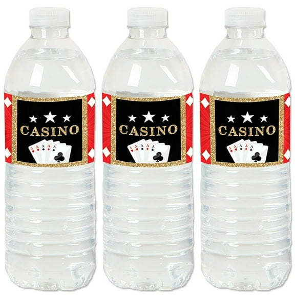 Big Dot of Happiness Las Vegas - Casino Party Water Bottle Sticker Labels - Set of 20