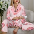 thumbnail image 6 of Vsdgher Pigs Head And Donuts Pajamas Set Long Sleeve Sleepwear Womens Button Down Nightwear Pj Sets-XX-Large, 6 of 7