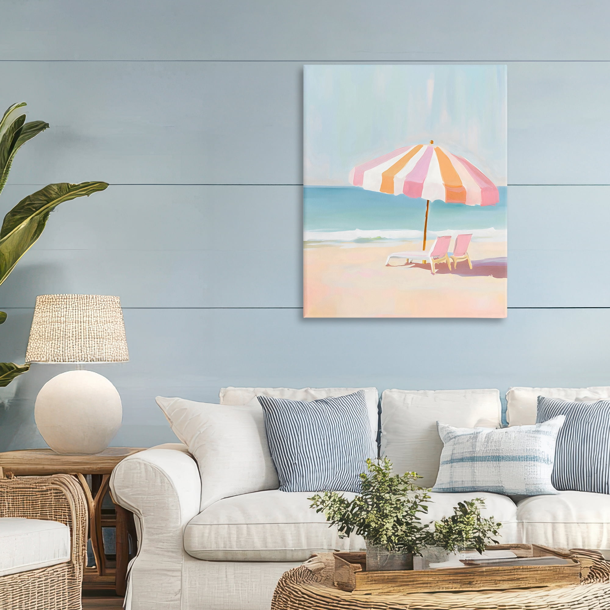 Stupell Industries Striped Umbrella & Chairs Canvas Wall Art, design by The Prints Vibe