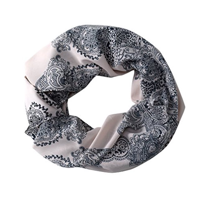Peach Couture Summer Fashion Paisley Printed Infinity Loop Scarves Light Pink