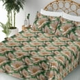 thumbnail image 3 of Ambesonne Spring Fitted & Flat Sheet with Shams 4 Pcs Set, Peachy Petals Nature Pattern, Calking, Pale Rose and Fern Green, 3 of 5