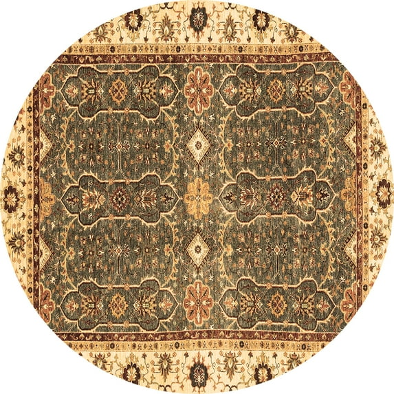 Ahgly Company Indoor Round Oriental Brown Traditional Area Rugs, 3' Round