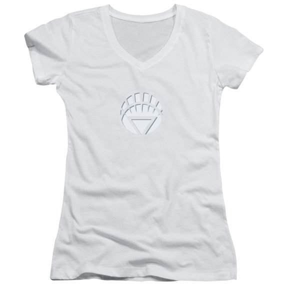Green Lantern White Lantern Logo Junior Women's V-Neck T-Shirt White