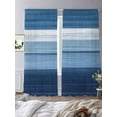 thumbnail image 3 of Navy Blue Sheer Curtains 84 Inches Long 2 Panels Gradient Stripe Abstract Lines Texture Modern Light Filtering Semi Sheer Window Curtains Drapes for Bedroom Living Room 52"x84", 3 of 7