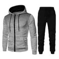 thumbnail image 3 of Mens 2 Piece Sweat Suits Full Zip Up Jacket and Pants Hooded Sweatshirt Workout Sets, 2XL, 3 of 3