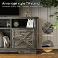 thumbnail image 5 of Casaottima TV Stand for 65 Inch TV, Farmhouse Entertainment Center with Power Outlet & LED Light and Storage Cabinets, Console Table and Media Furniture for Living Room Bedroom, Dark Oak, 5 of 8