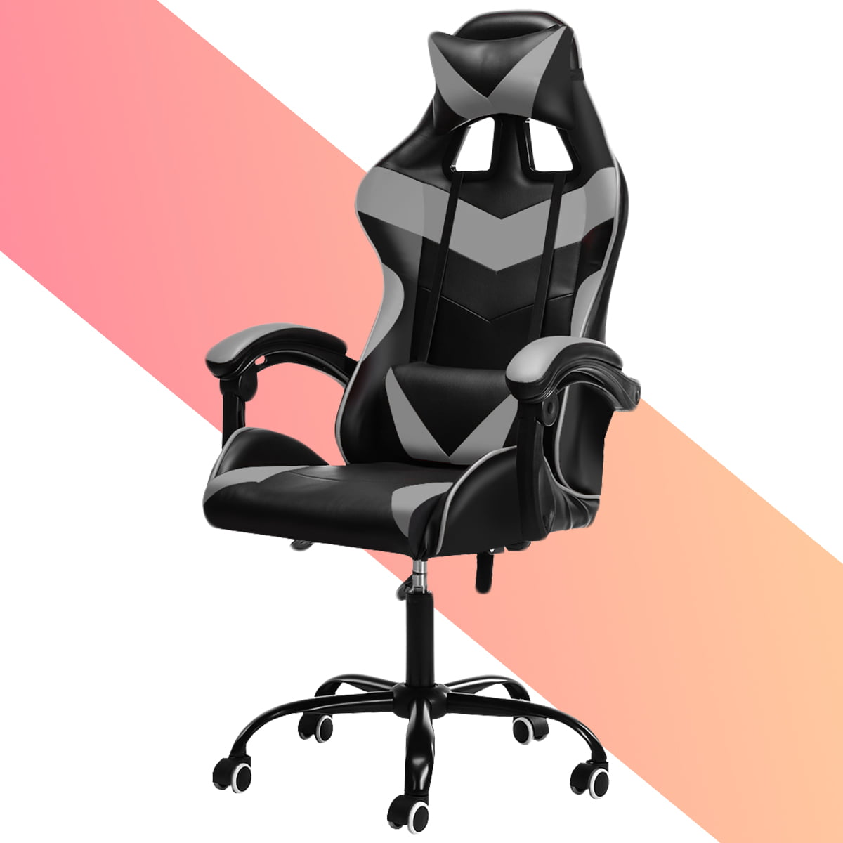 Recliner Chair BIFMA Certified Black/Grey Gaming Chair Yoleo Ergonomic Computer Gaming Chair Adjustable Armrest High Back Office Chair Mute Casters Desk Chair with Lumbar Support and Headrest 