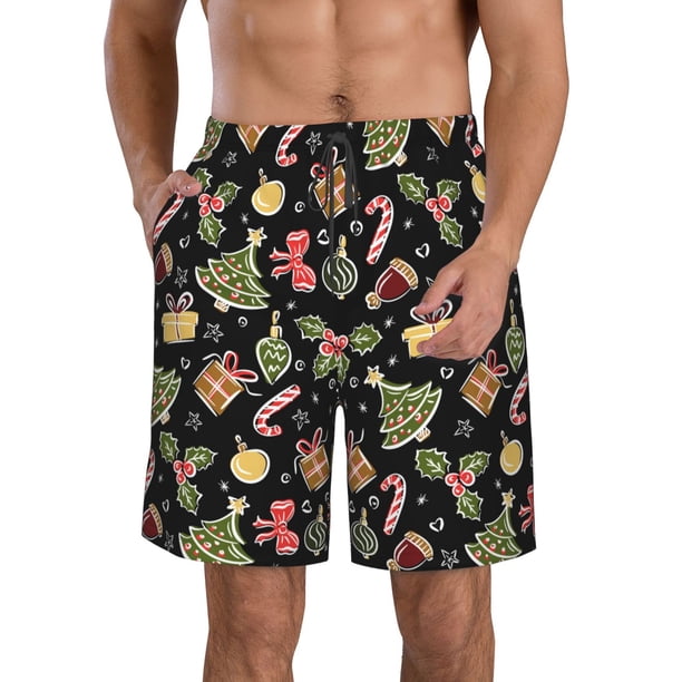 Balery Christmas Tree Decoration Traje de Baño Estilo Hawaiano para Hombre, Shorts de Secado Rápido con Bolsillos-Medium