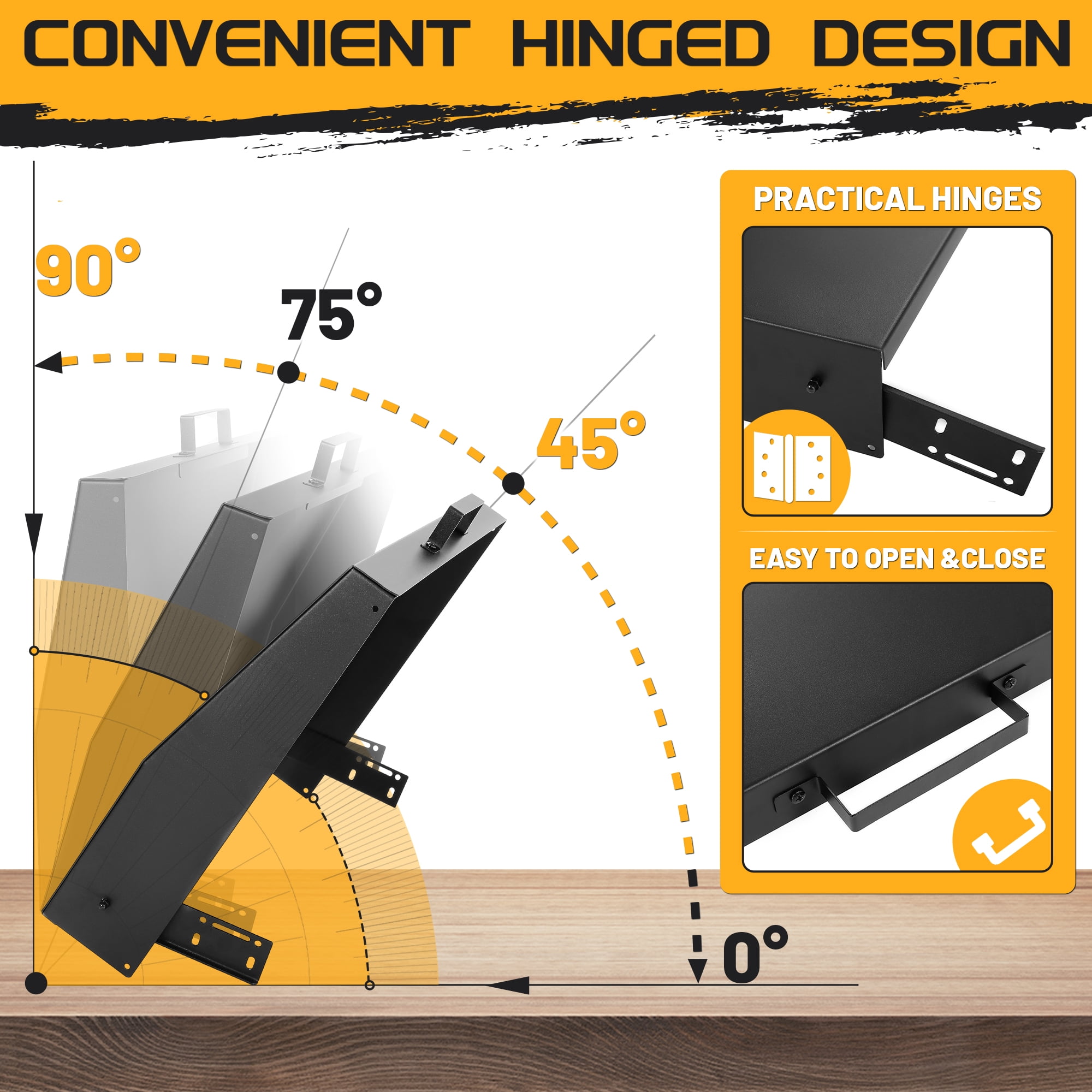 Kojem 28" Hinged Lid Griddle Cover for 28 inch Blackstone Griddle with Rear Grease Collection Black Steel