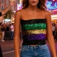 thumbnail image 5 of YTCAMLO Carnival Tube Tops for Women Trendy Sparkly Sequin Camisole Dressy Stretch Crop Tops Party Metallic Vest Clubwear, Black, 5 of 9