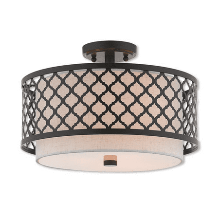

World of Crystal Vega Semi Flush English Bronze Steel 3-light