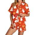thumbnail image 3 of Ruyelune Orange Womens Pajamas Set 2026 Fall Funny Loungewear Sets Button Short Sleeve Tops Matching Sleeppants L, 3 of 4