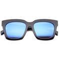 thumbnail image 1 of sunglassLA Unisex Bold Oversized Horn Rimmed Flash Mirror Flat Lens Square Sunglasses (Black / Blue Mirror) - 64mm, 1 of 4