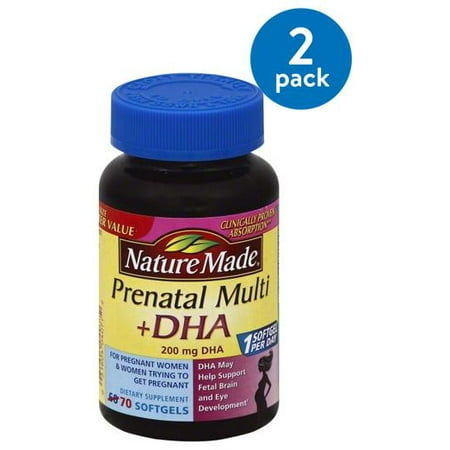 (2 Pack) Nature Made Prenatal Multi + DHA Softgels, 70 (Best Dha For Pregnancy)